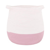 Maxbell Woven Basket Portable Comfortable Handle Toy Bin for Bedroom Kitchen Shelves Pink
