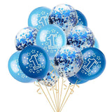 Maxbell 15pcs 1st Birthday Latex Confetti Balloons Party Decorations Blue