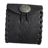 Maxbell PU Leather Belt Pouch Steampunk Medieval Waist Bag for Holiday Stage Cosplay Black Stripe Pattern