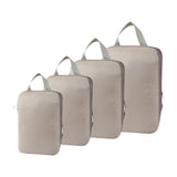 Maxbell 4Pcs Compression Storage Bags Luggage Packing Organizers for Outdoor Clothes Beige