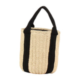 Maxbell Bucket Bag Woven Lightweight Multifunctional Handbag for Travel Parties Keys Beige White