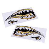 Maxbell Maxbell 2 Pieces Large 3D Shark Teeth Mouth Sticker Kayak Fishing Boat Decals Yellow