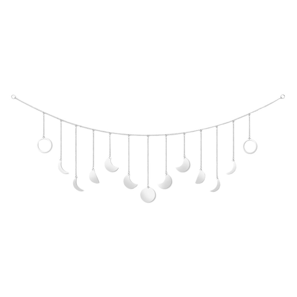 Maxbell Maxbell 7ft Moon Phase Wall Hangings Garland for Bedroom Dorm Wedding Silver Style 1