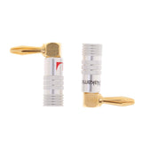 Maxbell 3x2 Pieces L Shape 4mm Audio Speaker Jack Connector Banana Plug Adaptor