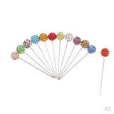 Maxbell 24 Pcs Multicolor Rhinestone Dressmaker Pins DIY Sewing Quilting Accessories