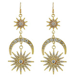 Maxbell Crystal Rhinestone Star Moon Dangle Earrings Women's Wedding Jewelry Gold - Aladdin Shoppers