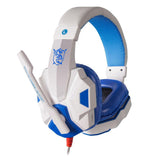 Maxbell Laptop Gaming Headsets Over Ear Headphones with Light Mic Stereo Earphones White Blue - Aladdin Shoppers