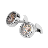 Maxbell 2x1 Pair Mens Shirt Vintage Cufflinks Round Watch Movement Cuff Links Silver