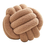 Knot Pillow Ball Decor Handmade Knotted Cushion for Nursery Couch Bed Brown