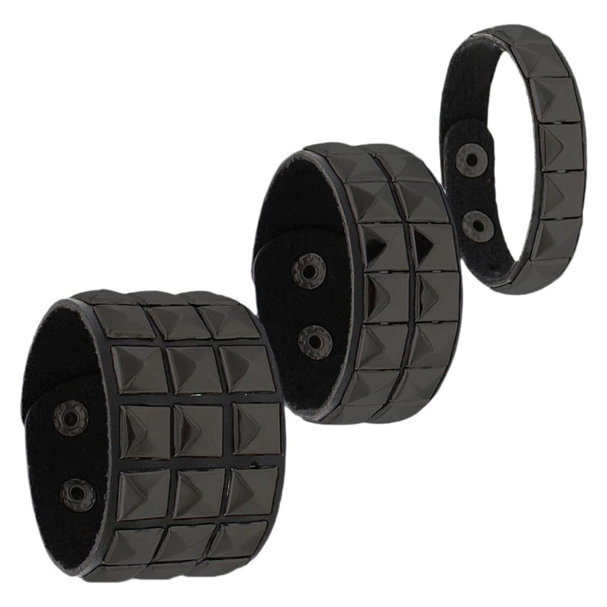 Maxbell 3 Pieces Black Gothic Cuff Bracelet Set Lightweight Multipurpose Length 22cm
