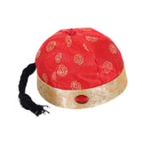 Maxbell Chinese Oriental Hat Qing Party Cosplay Cap for Theme Party Dress up Cosplay Red 56cm