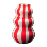 Maxbell Painted Striped Ceramic Vase Centerpiece for Bookshelf Wedding Room Entrance Red