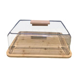 Maxbell Cake Stand with Lid Wood Pie Cheese Display Plate for Wedding Birthday Party