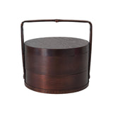 Maxbell Portable Bento Box Practical Wood Wooden Bento Box for Work Farmhouse School 15x15x20 cm Dark brown