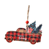 Maxbell Christmas Vehicle Wood Ornament Wood Xmas Decoration for Garden Room Balcony Red Car