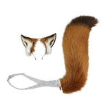 Maxbell Ears Headband and Tail Plush Long Tail for Role Playing Carnival Costume Transparent Belt