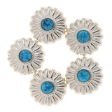 Maxbell Phenovo 5x NO-SEW Metal Blue Stone Flower Tack Snap Studs Buttons Fasteners - Aladdin Shoppers
