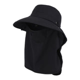 Maxbell Sun Hat with Neck Flap Face Cover Fishing Hat for Camping   Black