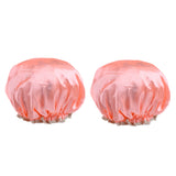 Maxbell 2 Pieces Women Reusable Shower Hats Waterproof Bathing Hair Caps Orange
