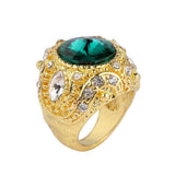 Maxbell Retro Crown Red Rhinestone Ring Mosaic Curved Finger Rings Unisex Green 17mm - Aladdin Shoppers