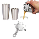 Maxbell Stainless Steel BAR COCKTAIL SHAKER Boston Tin Set 800/600ml + Ice Strainer - Aladdin Shoppers
