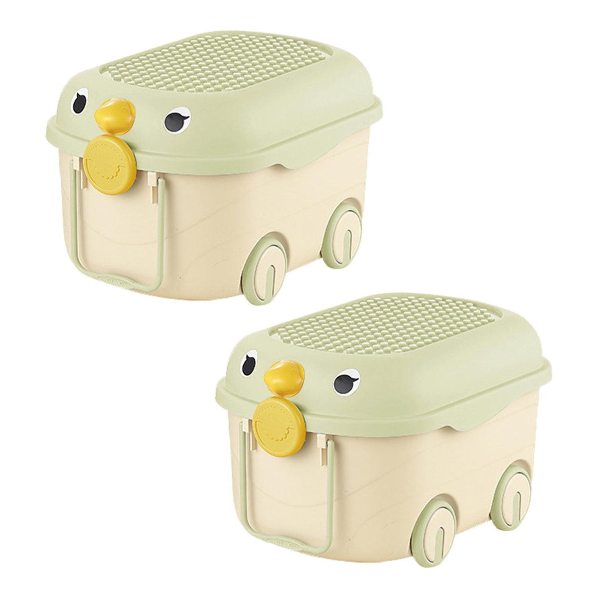 Maxbell Toy Storage Box Nursery Cute Organizer Bin with Handle for Puzzles Toys Book XL Green 2PCS