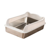 Maxbell Open Top Cat Litter Box Splashproof Cat Sand Box Cat Litter Basin Litter Pan White