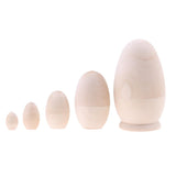 Maxbell Set of 5PCS Unfinished Wooden Blank Unpainted Russian Nesting Dolls Babushka Matryoshka Stacking Doll Kids DIY Crafts