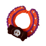 Maxbell Halloween Cat Costume Collar for Dogs Cats Knitted for Party Holiday Festive Black Ghost S
