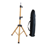 Maxbell Wig Stand Tripod Non Slip Portable Wig Head Holder for Salons Hair Extension gold