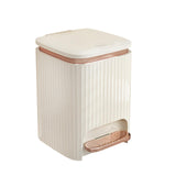 Maxbell Bathroom Trash Can with Foot Pedal and Press Type Lid for Study Laundry Room Milky White 9L