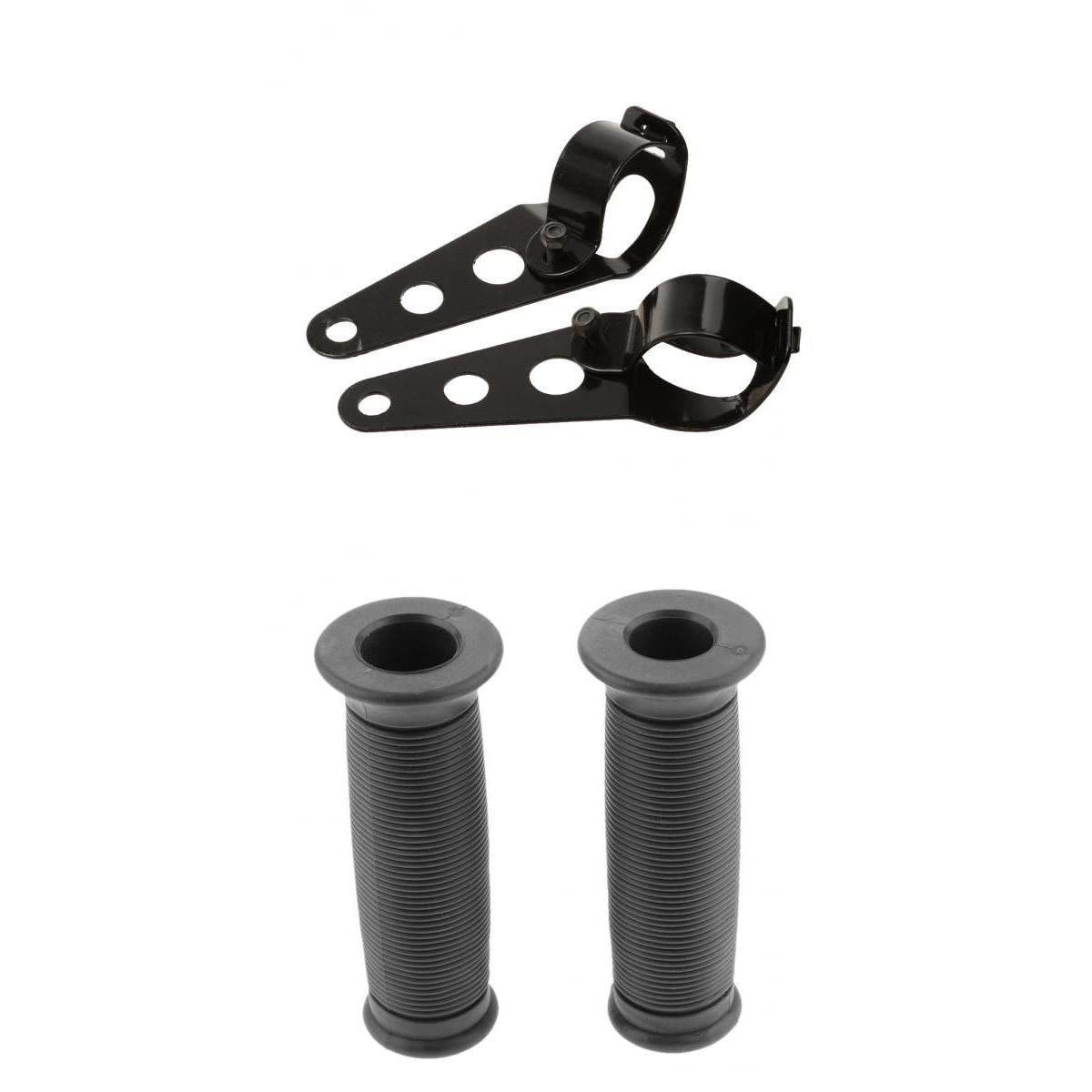 Maxbell 7/8" 22mm Motorcycle Handlebars Hand Grips + Headlight Mount Bracket