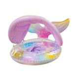 Maxbell Mermaid Pool Float Inflatable Swimming Ring for Vacation Beach Swimming Pool with Seat and Canopy