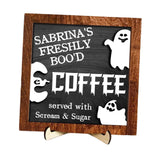 Maxbell Halloween Desk Sign Art Plaque Sign Coffee Bar Decor for Home Office Cabinet Style C