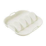 Maxbell Taco Holder Plate Reusable Holds up to 4 Tacos Non Slip with Handles Platter White