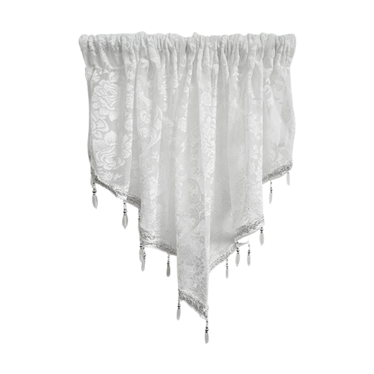 Maxbell Beaded Window Valance Home Decoration with Beads for Living Room Cafe Summer White