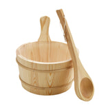 4L Wooden Sauna Bucket and Ladle SPA Steaming Bathroom Tool for Bath Sauna