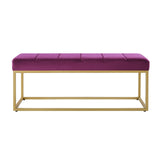 Modern Tufted Channel Entryway Bench Emerald Velvet Upholstered End of Bed