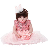 Maxbell 55cm Adorable Silicone Princess Reborn Doll Model in Pink Dress Outfit Accessories - Aladdin Shoppers
