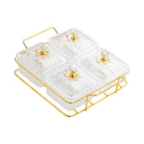 Maxbell Divided Serving Dishes Nut and Candy Serving Tray for Candy Appetizer Snacks 4 Grid Clear