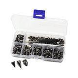 Maxbell 100x Cone Spikes Studs Mixed Shape Screw Back Studs for DIY Handcraft Jacket Black Silver Color