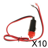 Maxbell 10xCigarette Lighter Plug Cable Car Power Supply Inverter Adapter Wire 12V 10A