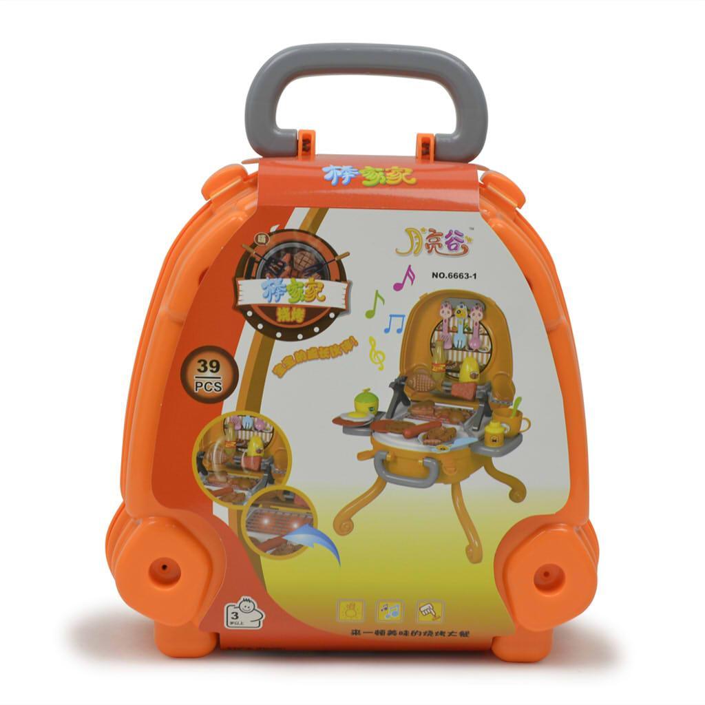 Maxbell Maxbell 40 Pieces of Plastic BBQ Grill Game Pretend Play Toy Playset with Sound and Light, Kids Early Developmental Toy Birthday Gift