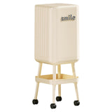 Maxbell Press Type Trash Can with Wheels Waste Paper Bucket for Bedroom Kitchen Home White