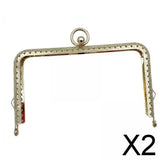 Maxbell 2xMetal Purse Frame Hardware Replacement Embossed Wallet Leather Bag DIY Craft light gold