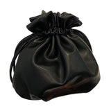 Maxbell Drawstring Pouch Bucket Bags PU Leather for Cosmetic Accessories Travel Black