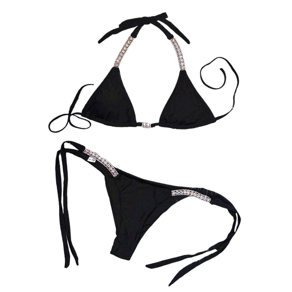 Maxbell Maxbell Women Sexy Swimsuit Push Up Bras Rhinestone Bikini Set Bathing Suit M Black