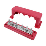 Maxbell Heavy Duty Copper Bus Bar 6 Terminal High Current Power Distribution Block Red