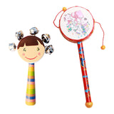 Maxbell 2x Wooden Baby Rattle Toys Musical Development Toy for Newborn Party Holiday