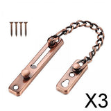 Maxbell 3xStainless Door Chain Lock Home Bedroom Hotel Family Chain Bolt Lock for Door Red Bronze